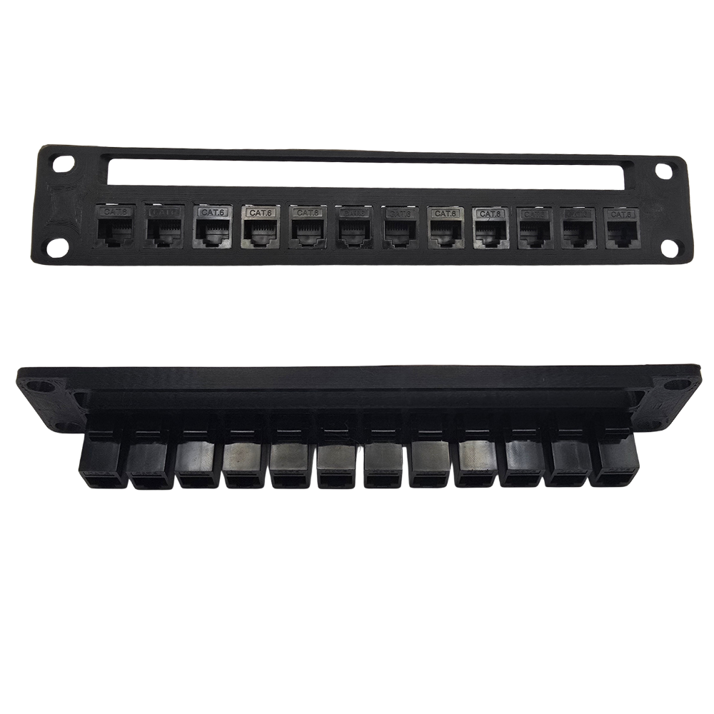 12-Port Keystone Patch Panel for 10" Mini Racks β 1U β Cubi-Rack, Rackmate Compatible
