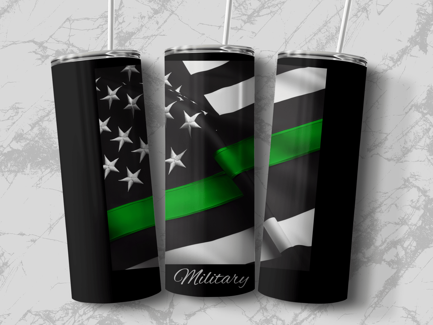 Thin Green Line Flag Military Support Tumbler