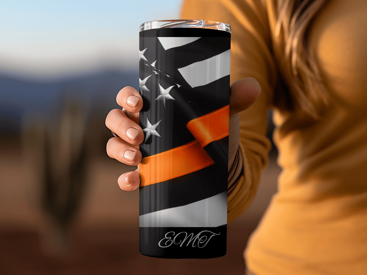 Thin Orange Line EMT Support Tumbler