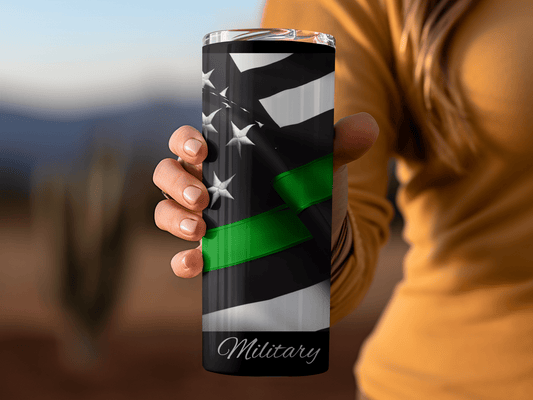 Thin Green Line Flag Military Support Tumbler