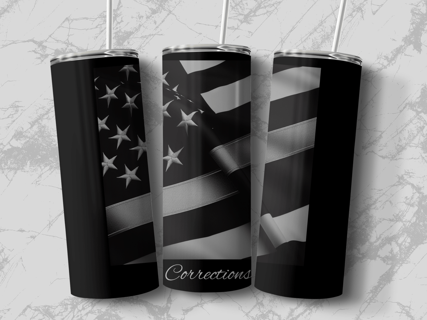 Thin Silver Line Corrections Officer Support Tumbler