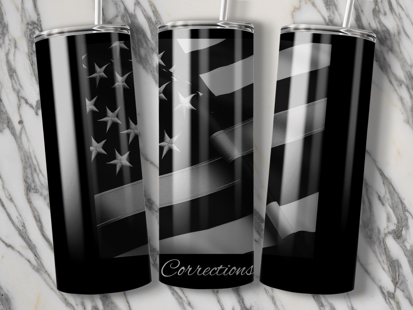 Thin Silver Line Corrections Officer Support Tumbler