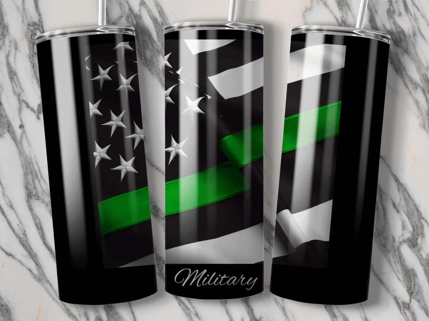 Thin Green Line Flag Military Support Tumbler