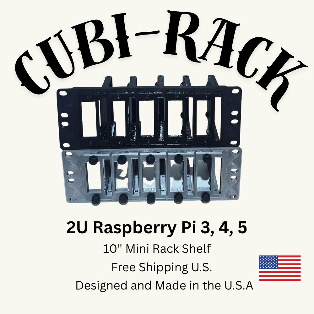 2U Raspberry Pi + 2.5" SSD Rack Mount for 10" Mini Racks