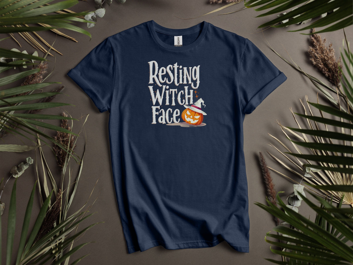 Resting Witch Face Halloween Pumpkin T-Shirts