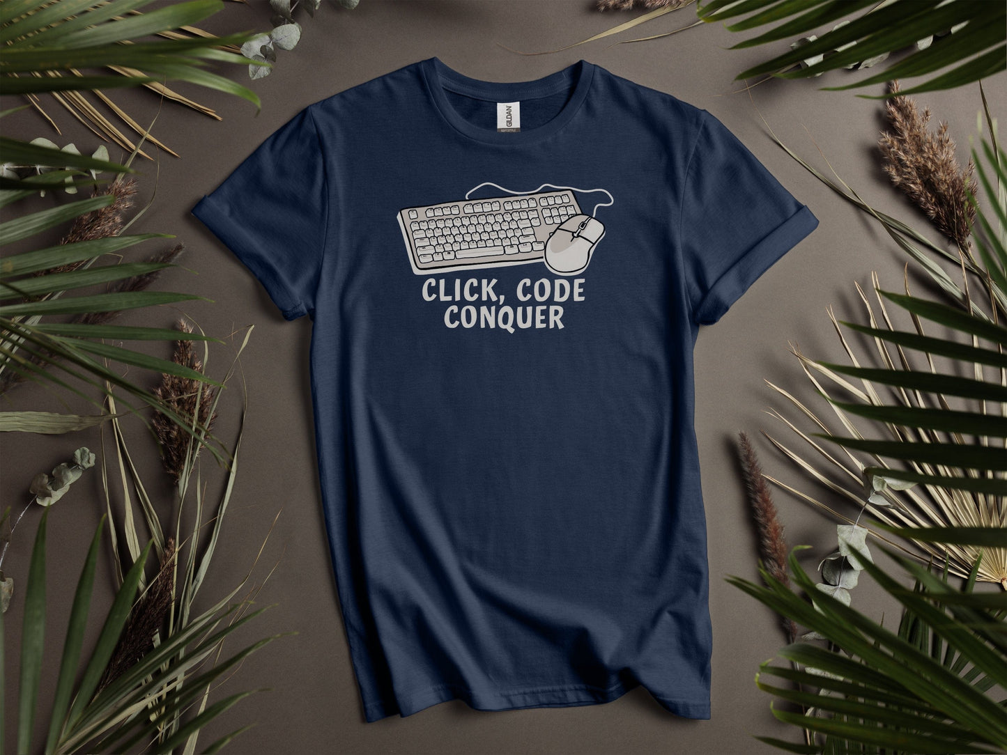 Click Code Conquer Keyboard and Mouse Design T-Shirts