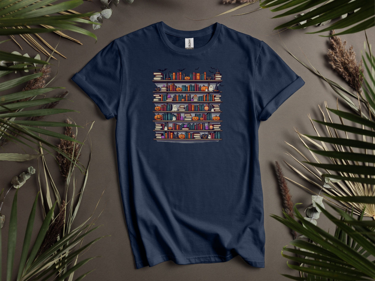 Unique Halloween Bookshelf Design T-Shirts