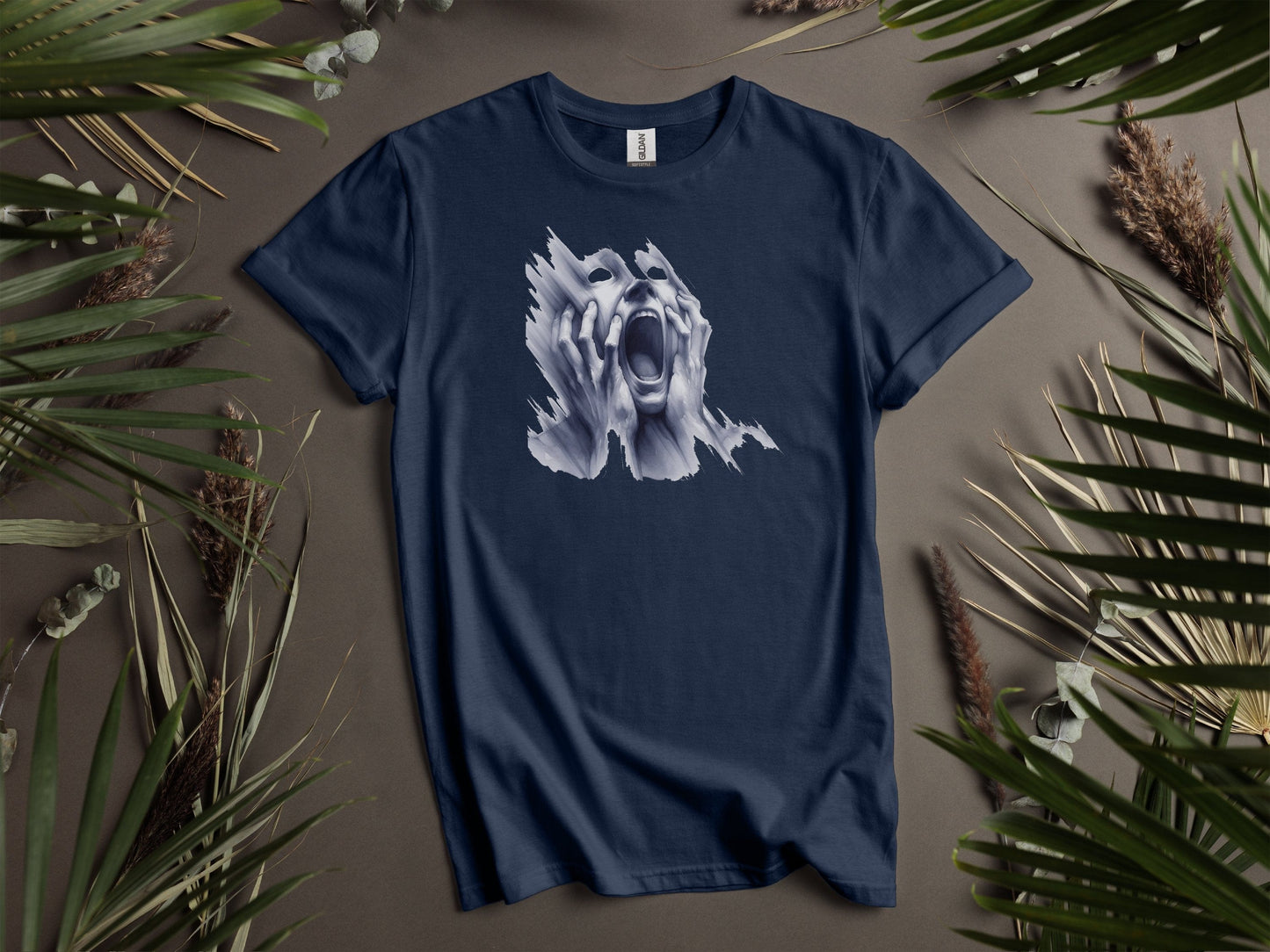 Screaming Face Distressed Art Horror Design T-Shirts