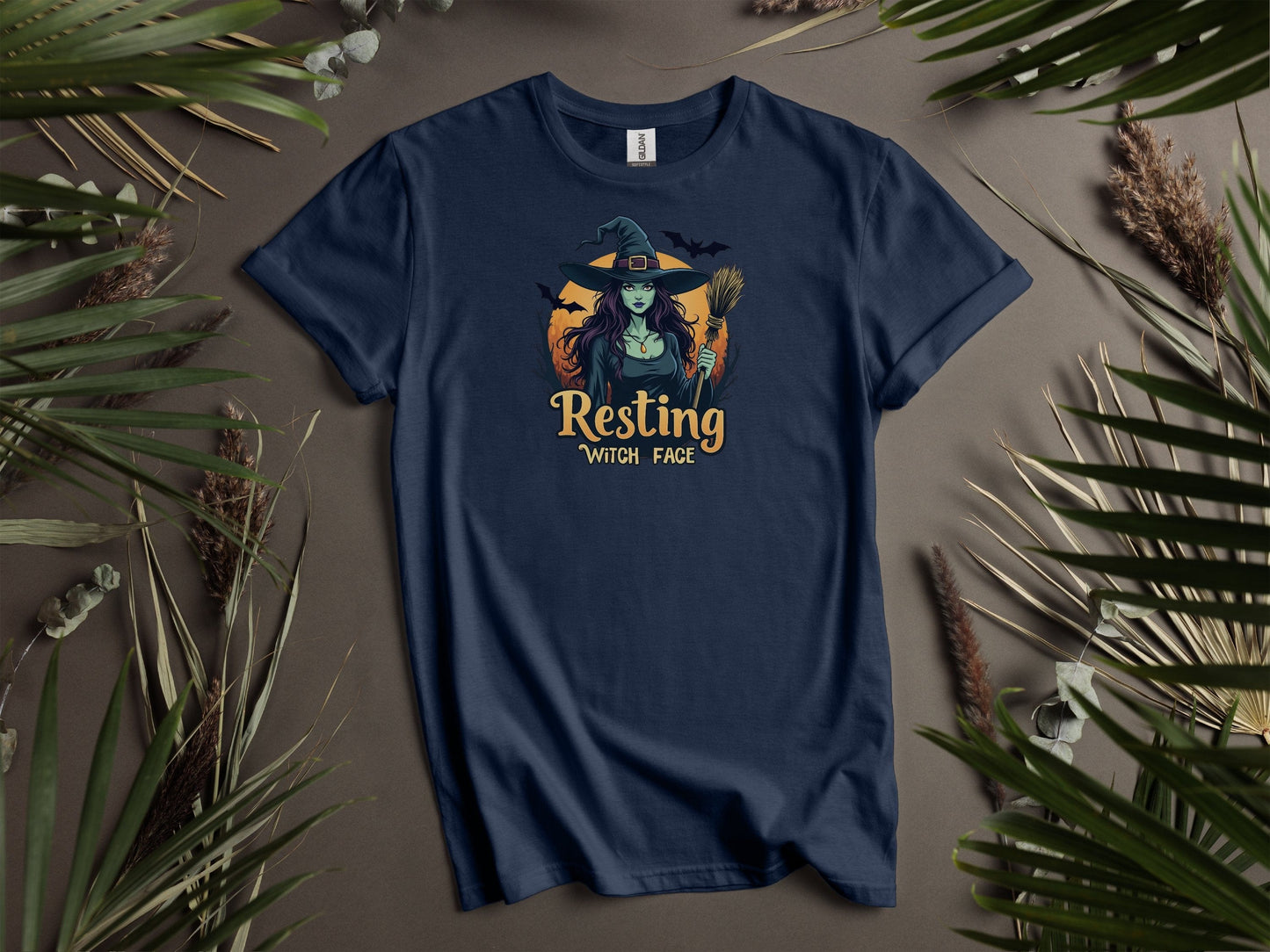 Resting Witch Face Halloween Themed Graphic T-Shirts