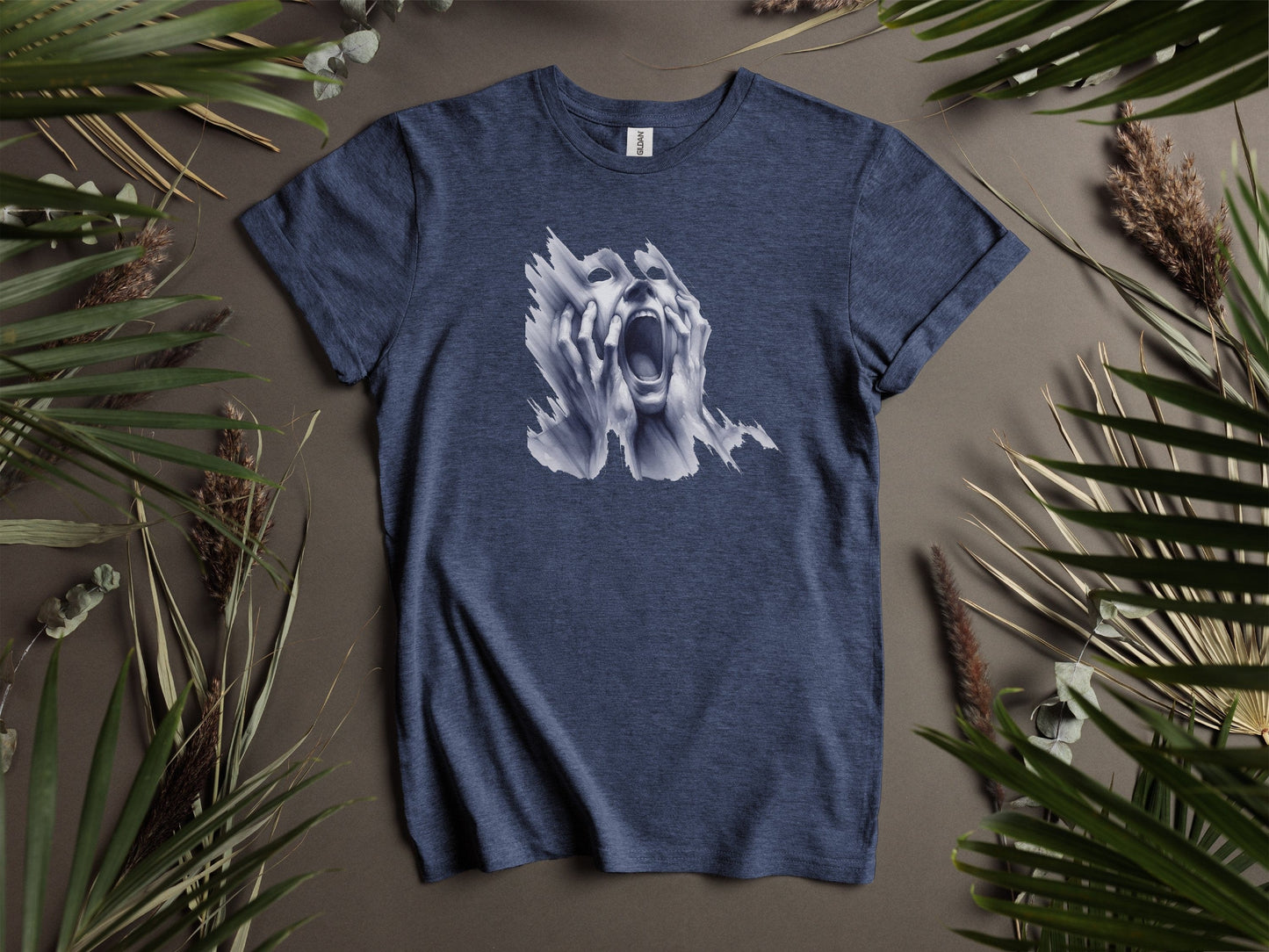 Screaming Face Distressed Art Horror Design T-Shirts