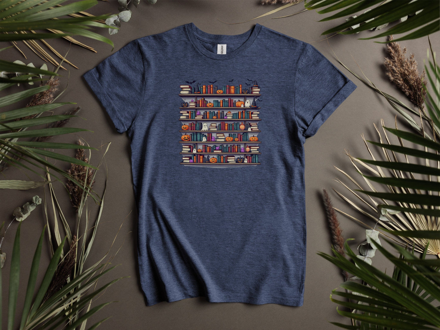 Unique Halloween Bookshelf Design T-Shirts