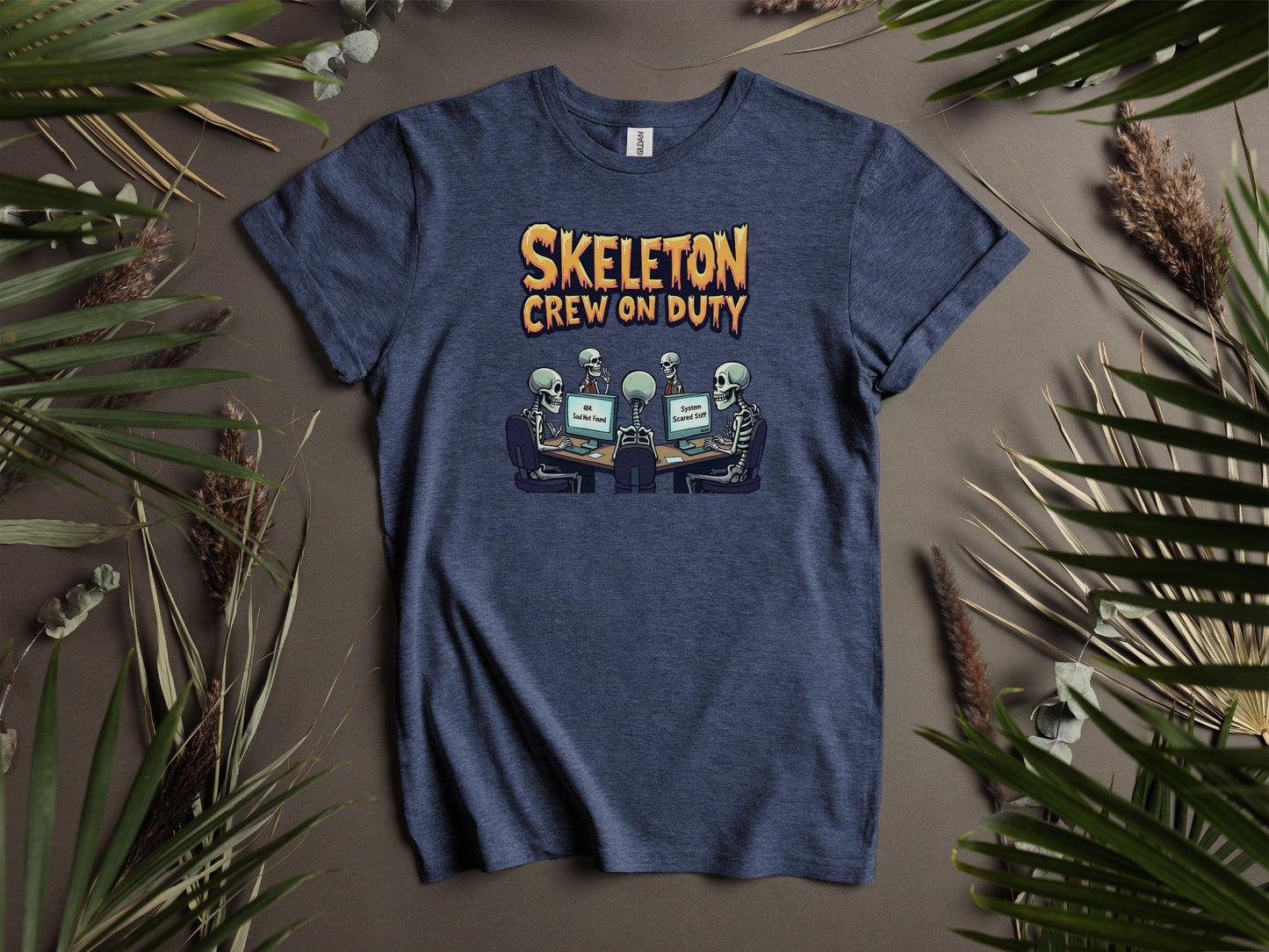 Skeleton Crew On Duty Funny Graphic T-Shirts