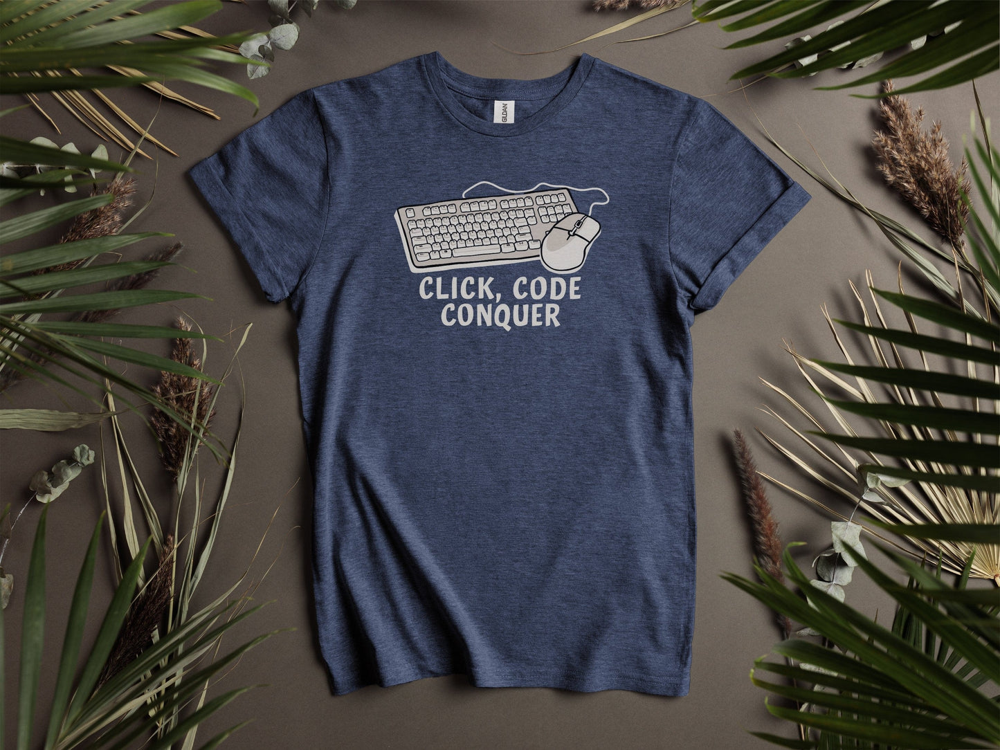 Click Code Conquer Keyboard and Mouse Design T-Shirts