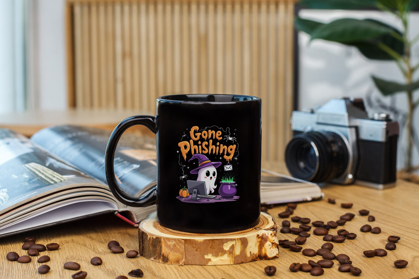 Gone Phishing Halloween Ghost Design Ceramic Mugs