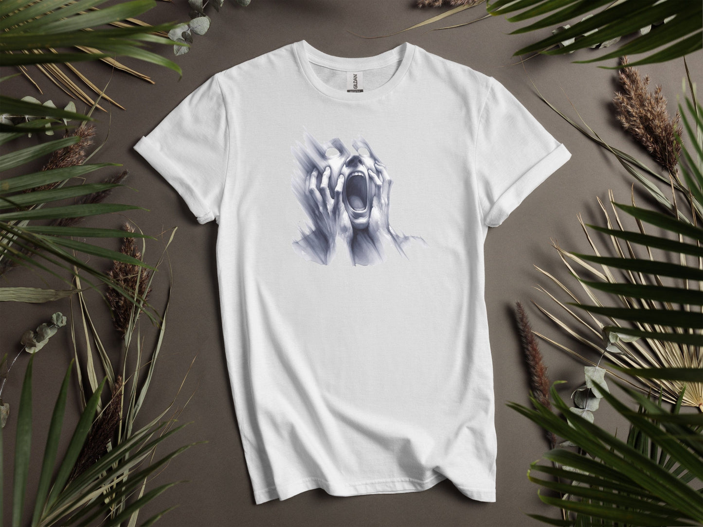 Screaming Face Distressed Art Horror Design T-Shirts