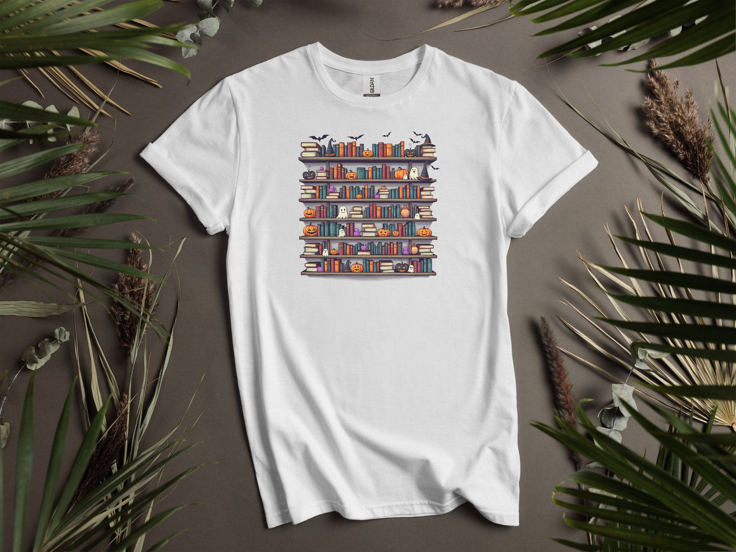 Unique Halloween Bookshelf Design T-Shirts