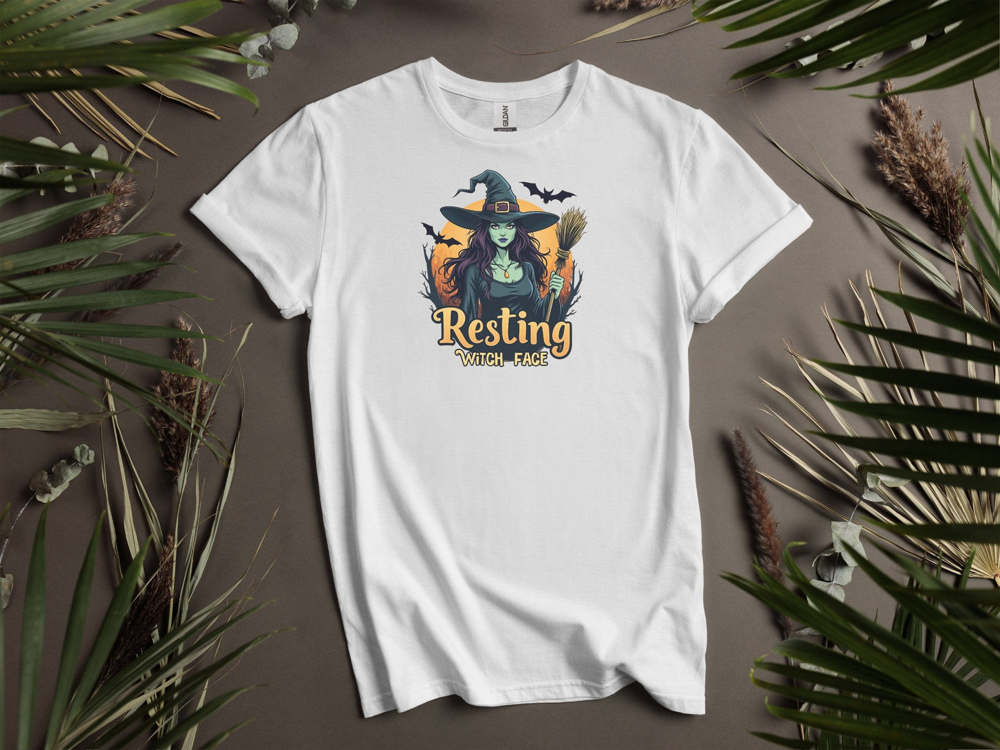 Resting Witch Face Halloween Themed Graphic T-Shirts