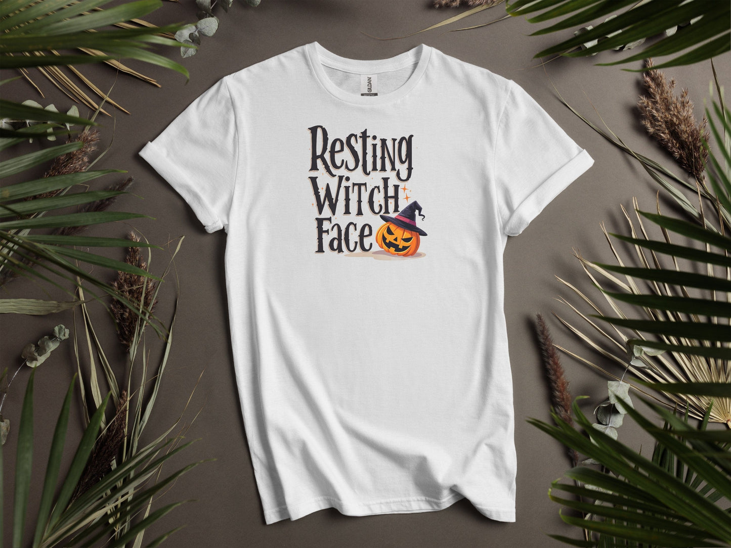 Resting Witch Face Halloween Pumpkin T-Shirts