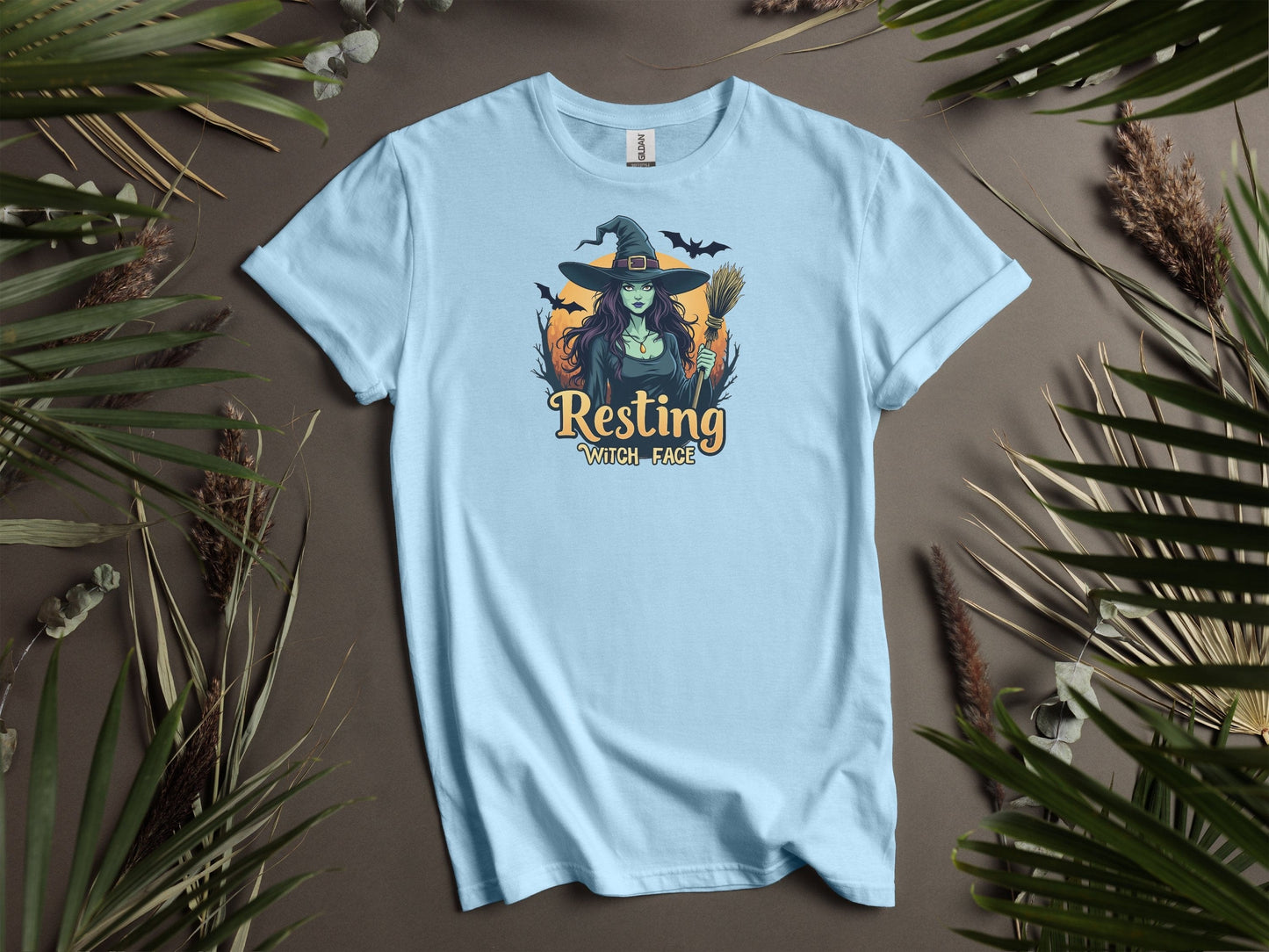 Resting Witch Face Halloween Themed Graphic T-Shirts