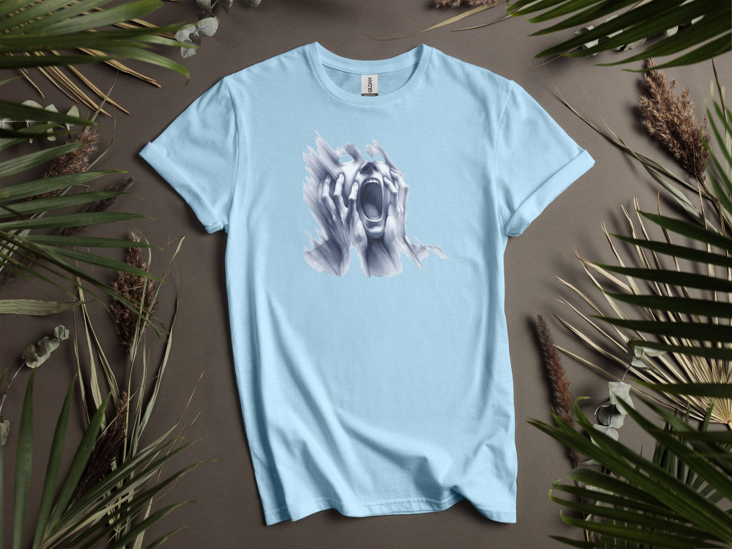 Screaming Face Distressed Art Horror Design T-Shirts