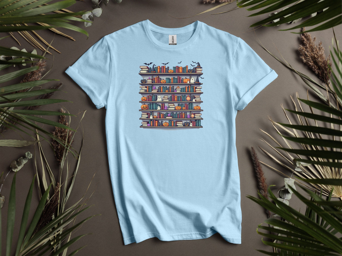 Unique Halloween Bookshelf Design T-Shirts