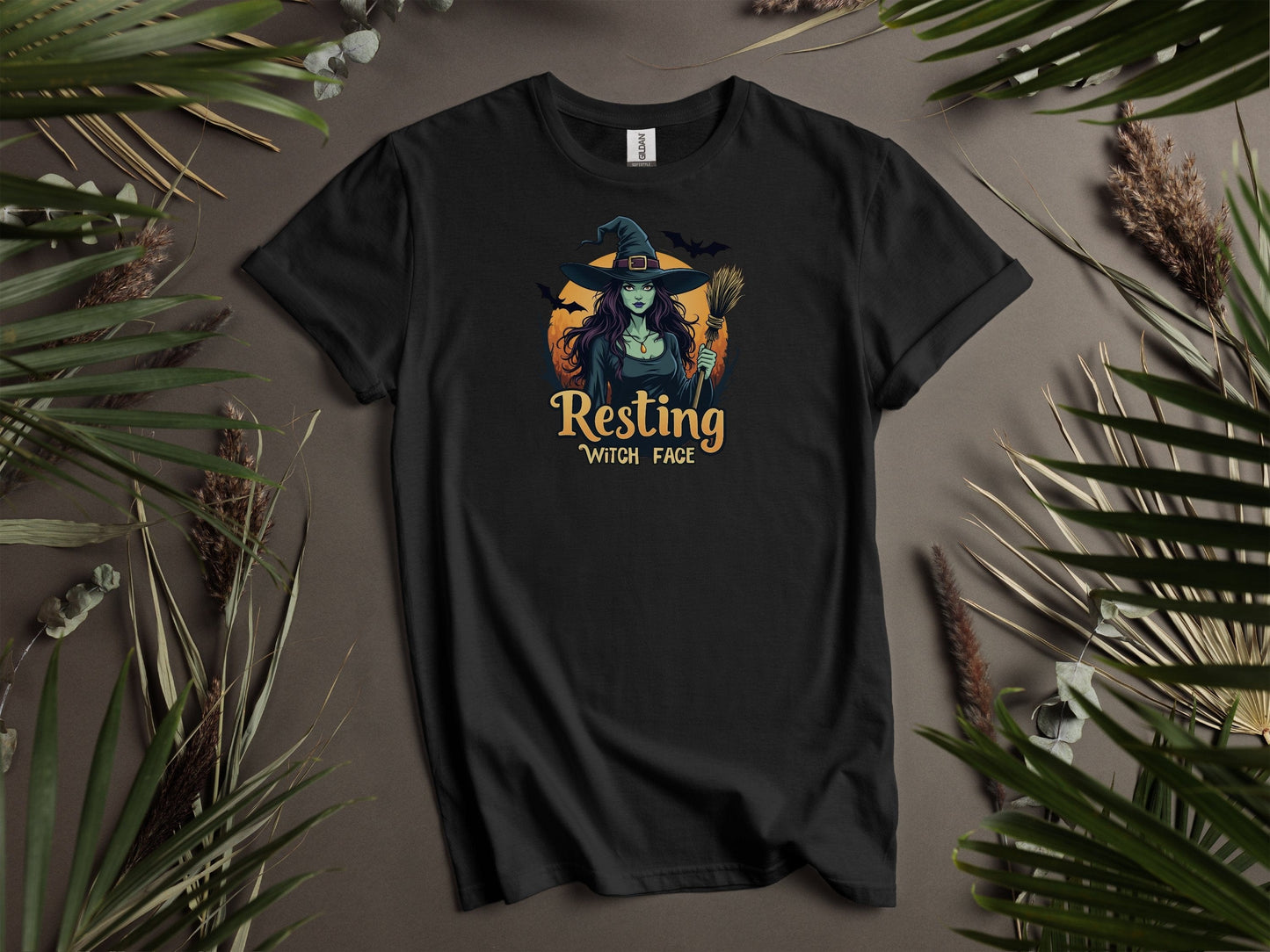 Resting Witch Face Halloween Themed Graphic T-Shirts