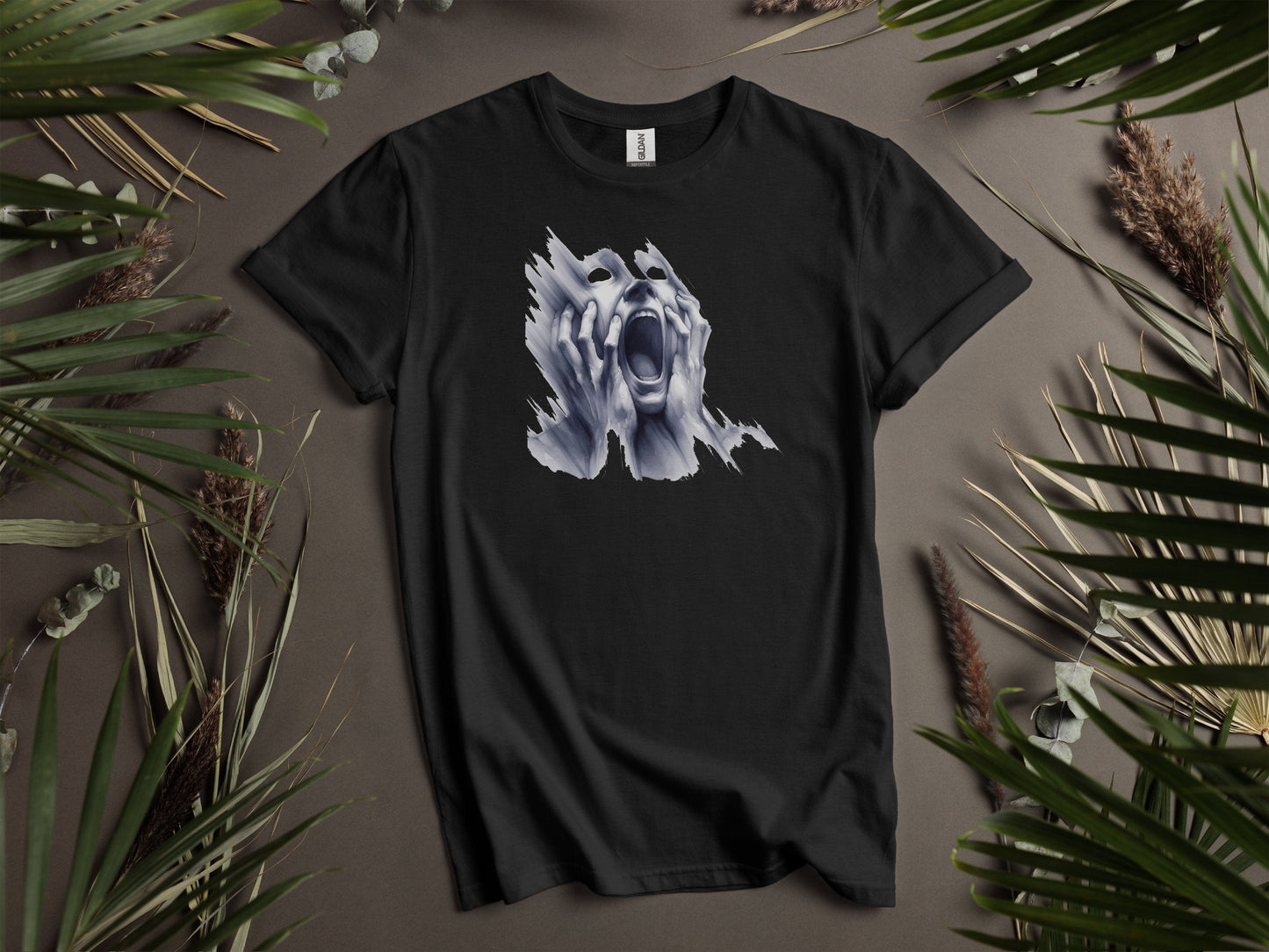 Screaming Face Distressed Art Horror Design T-Shirts