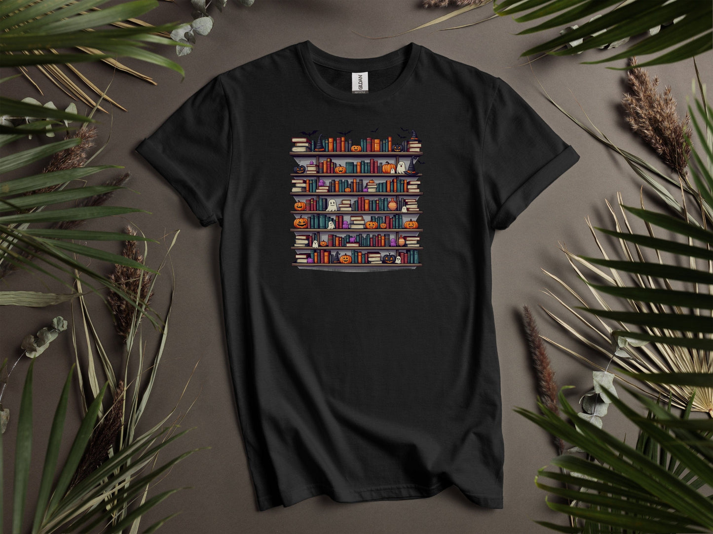 Unique Halloween Bookshelf Design T-Shirts