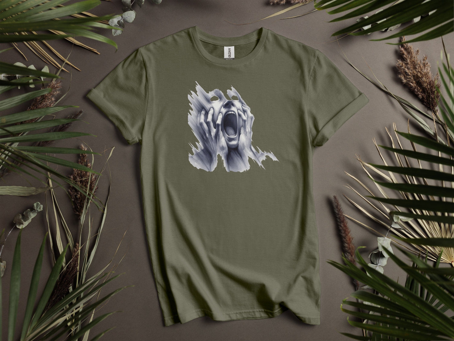 Screaming Face Distressed Art Horror Design T-Shirts
