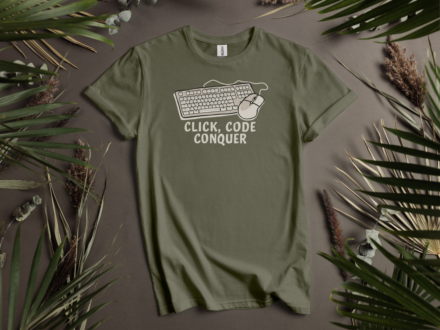 Click Code Conquer Keyboard and Mouse Design T-Shirts