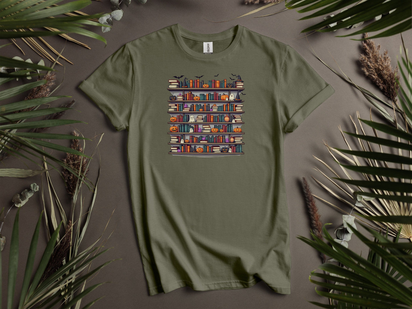 Unique Halloween Bookshelf Design T-Shirts
