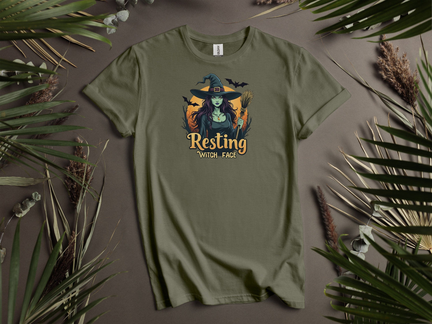 Resting Witch Face Halloween Themed Graphic T-Shirts