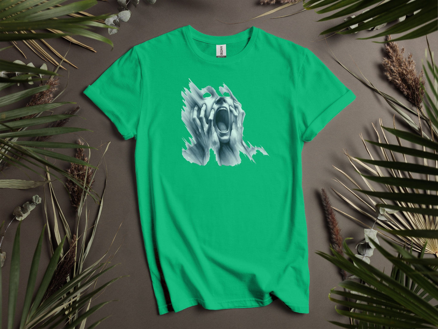 Screaming Face Distressed Art Horror Design T-Shirts