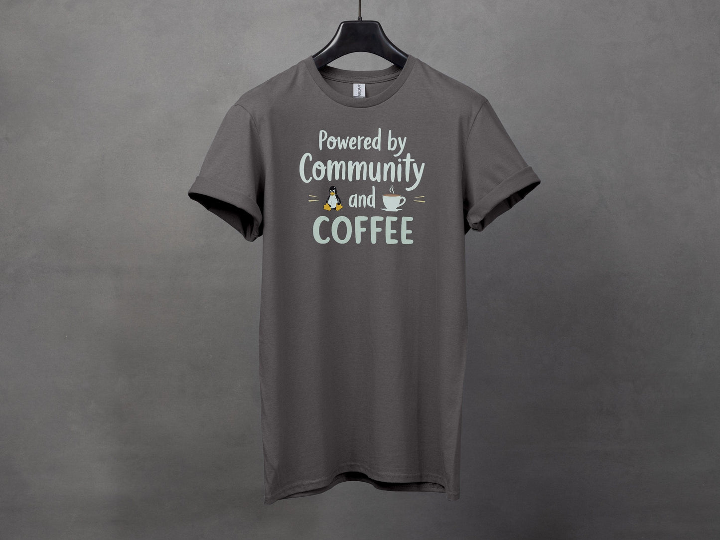 Powered by Community and Coffee Graphic T-Shirt