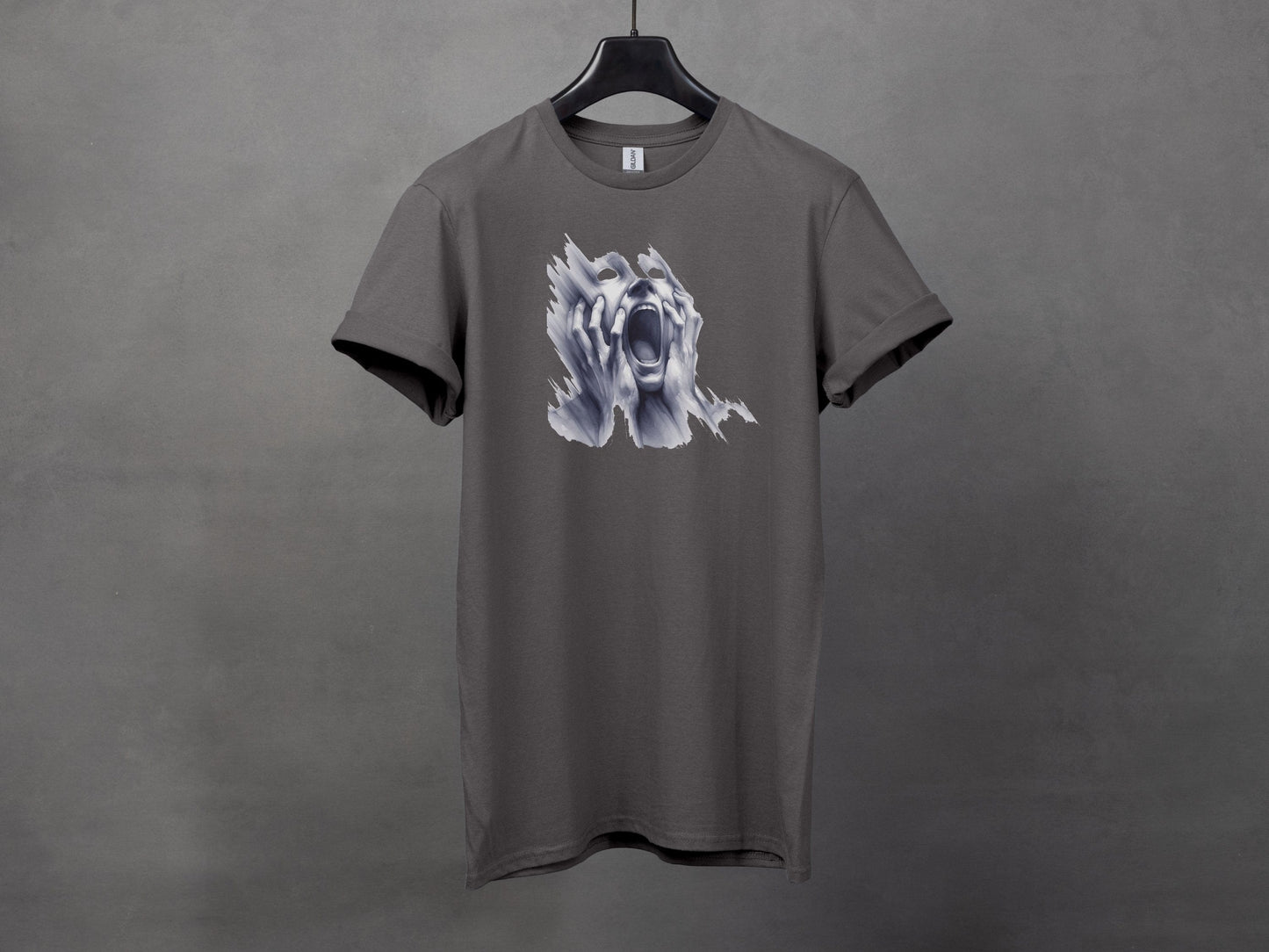 Screaming Face Distressed Art Horror Design T-Shirts