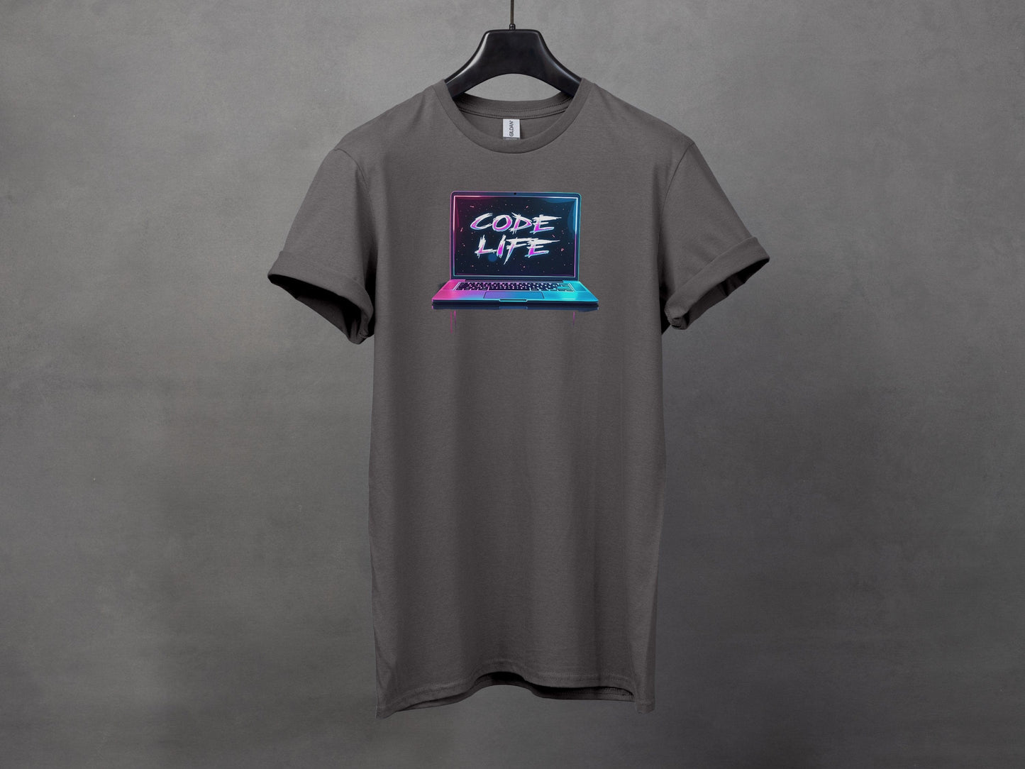 Code Life Vibrant Laptop Graphic Design T-Shirts