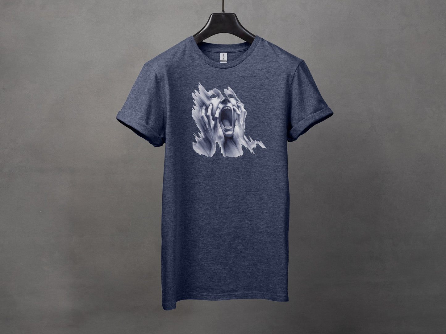 Screaming Face Distressed Art Horror Design T-Shirts