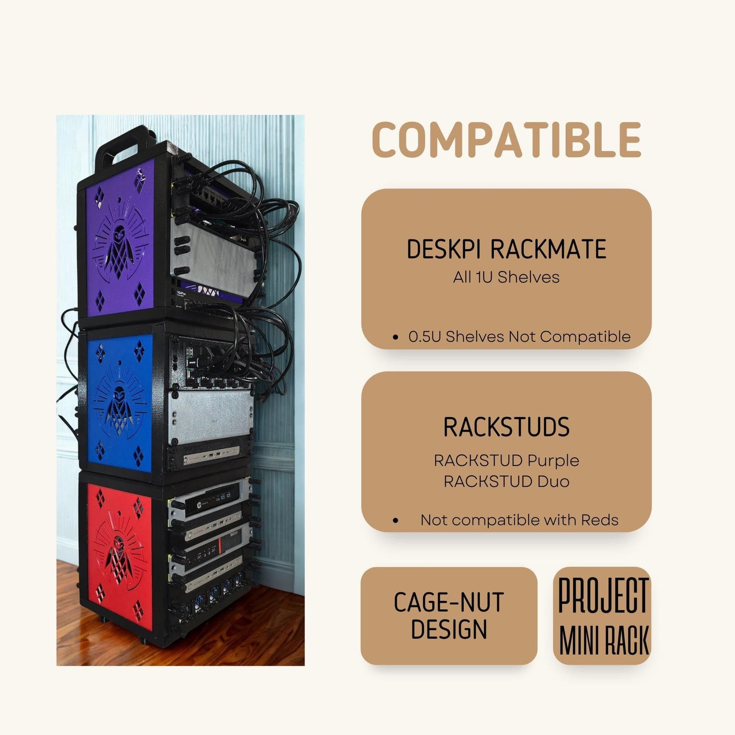 Cubi-Rack | Affordable 5U Stackable Mini (10 Inch) Server Rack for Homelab Enthusiasts