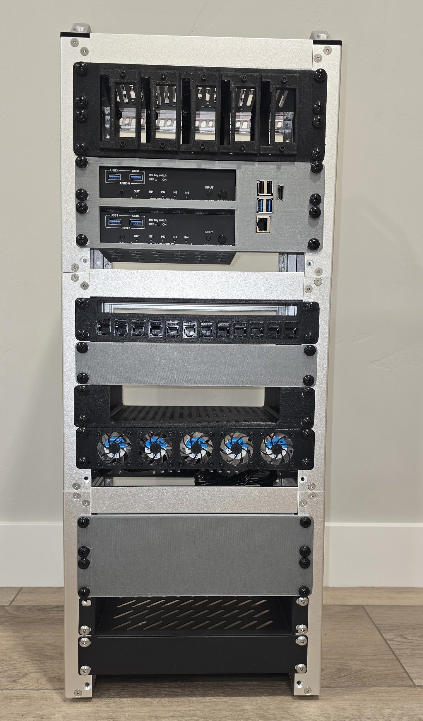 1U 40mm Fan Panel for 10" Mini Rack – Holds 5 Fans