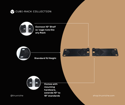 10” to 19” Rack Adapter Ears – Convert Mini Rack Shelves to Standard 19” Racks