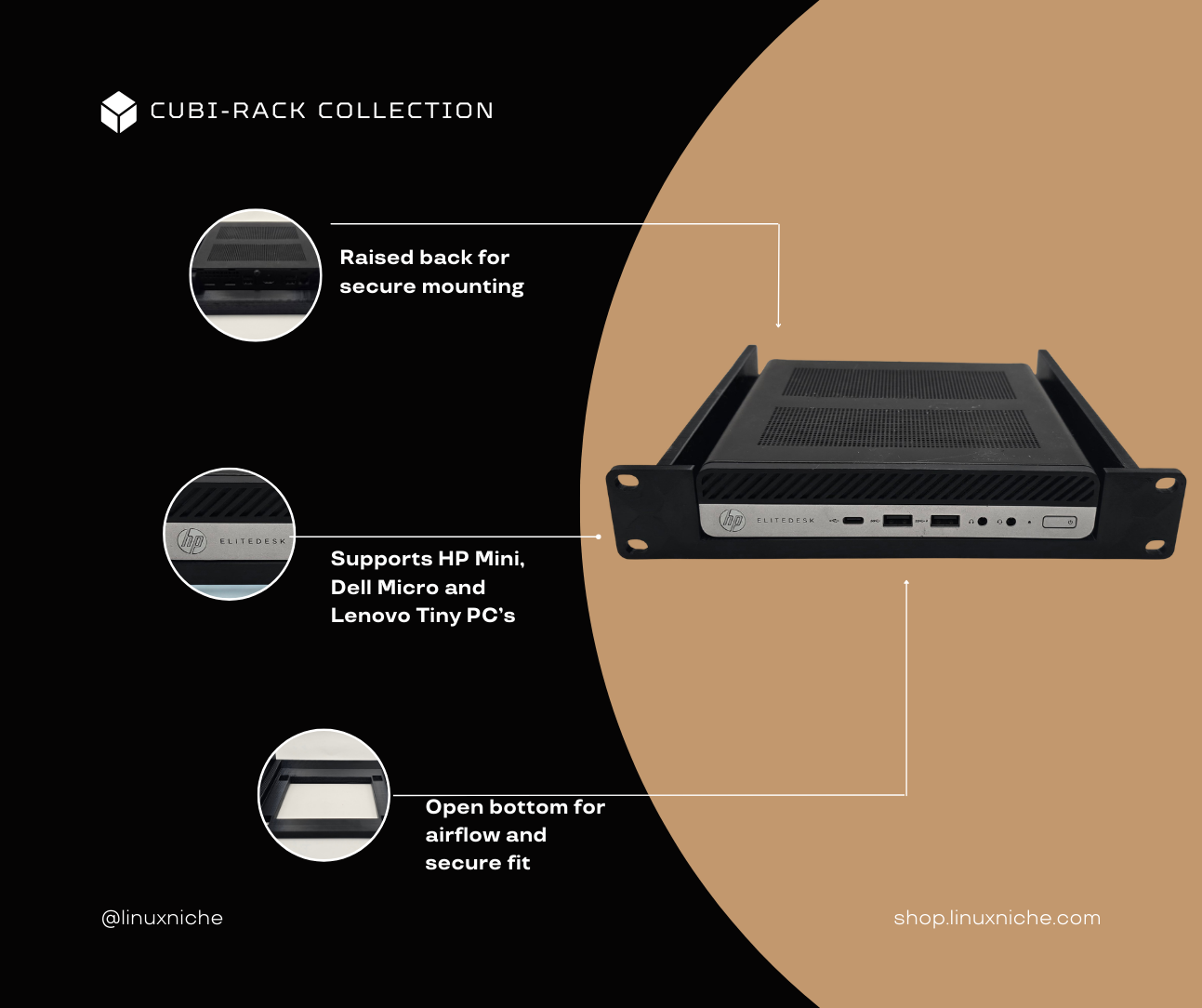 1L Mini PC Shelf for 10" Mini Rack - 1U