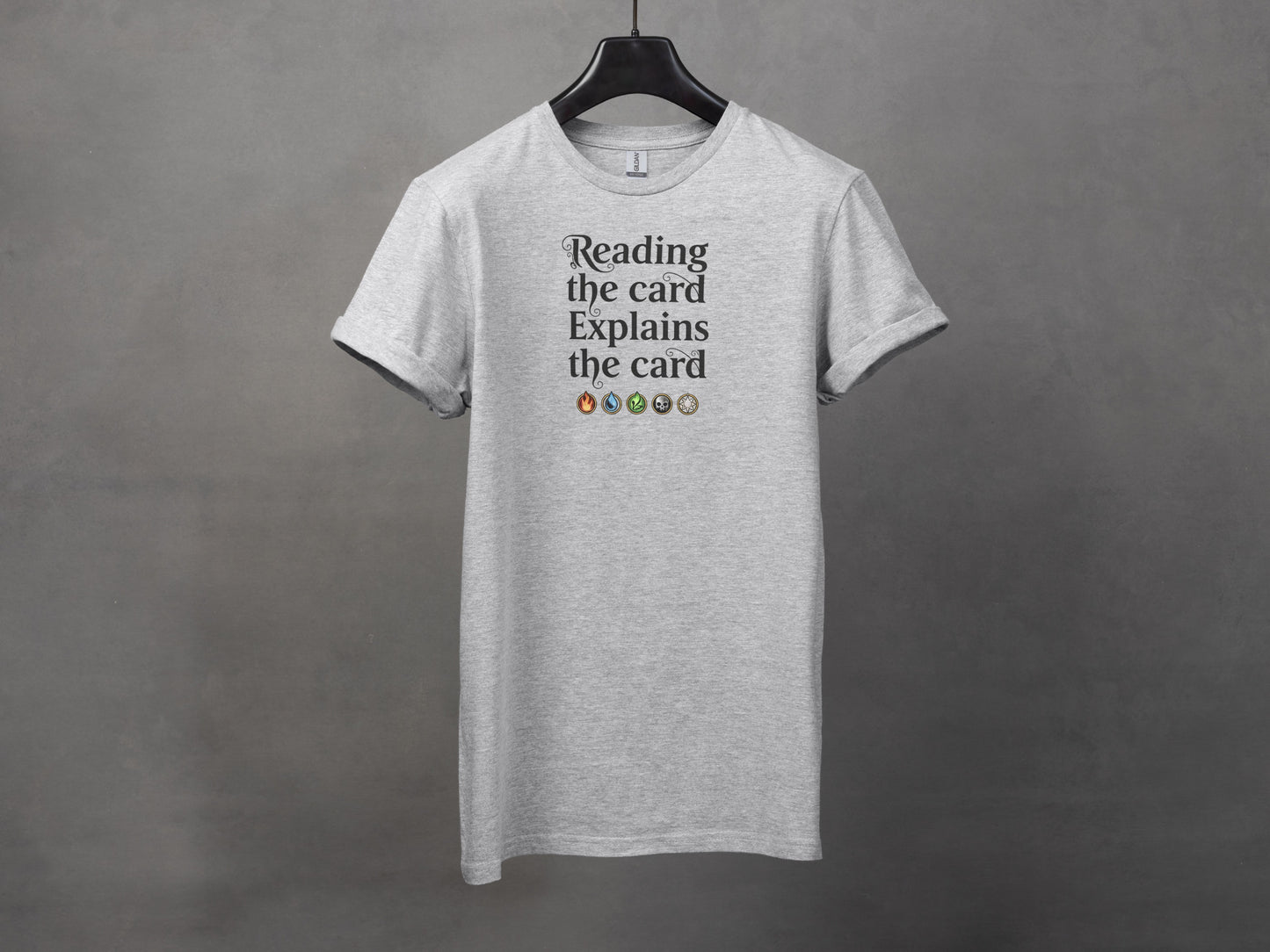 Reading the card Explains the card T-shirt