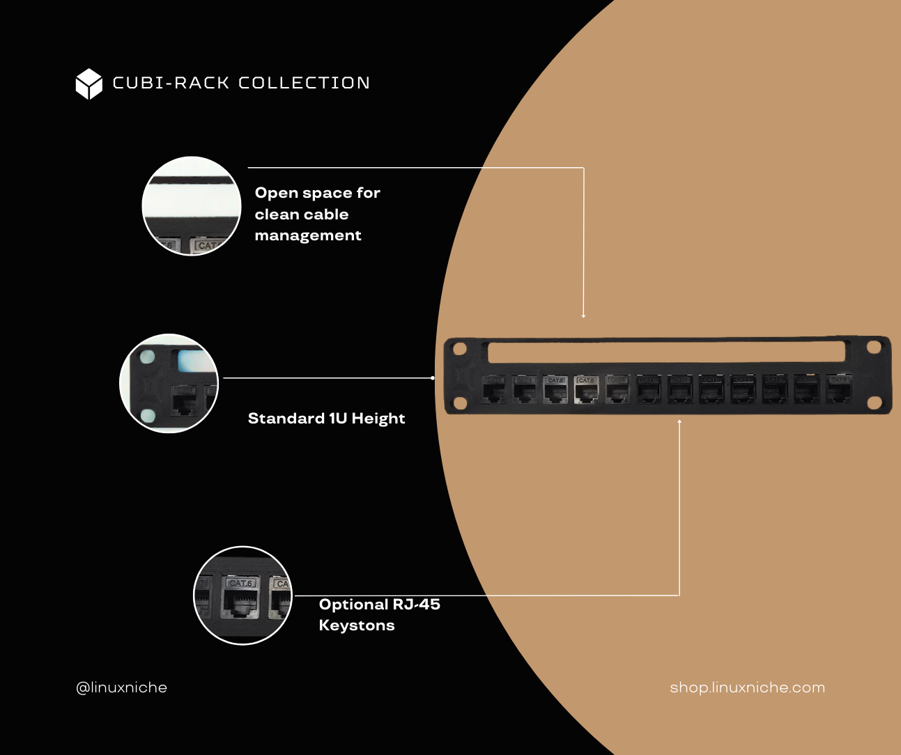 12-Port Keystone Patch Panel for 10" Mini Racks – 1U – Cubi-Rack, Rackmate Compatible