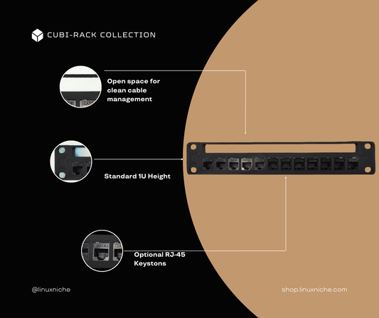 12-Port Keystone Patch Panel for 10" Mini Racks – 1U – Cubi-Rack, Rackmate Compatible