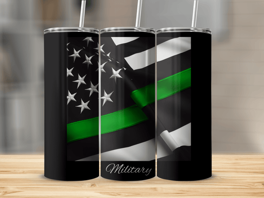 Thin Green Line Flag Military Support Tumbler