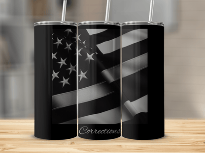 Thin Silver Line Corrections Officer Support Tumbler