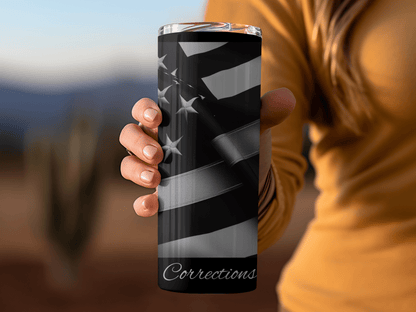 Thin Silver Line Corrections Officer Support Tumbler