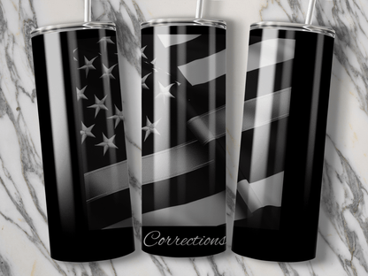 Thin Silver Line Corrections Officer Support Tumbler