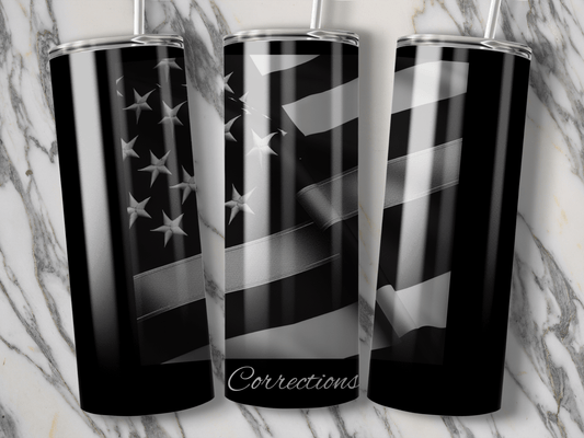 Thin Silver Line Corrections Officer Support Tumbler