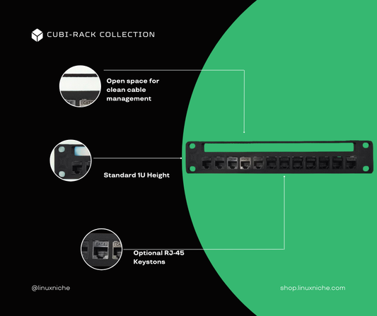 12-Port Keystone Patch Panel for 10" Mini Racks – 1U – Cubi-Rack, Rackmate Compatible